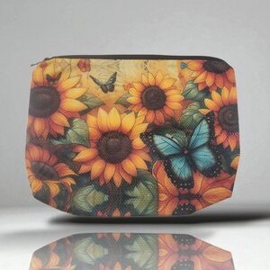 Floral Sunflower Butterfly Print Women's Bag - Colorful Cosmetic Pouch